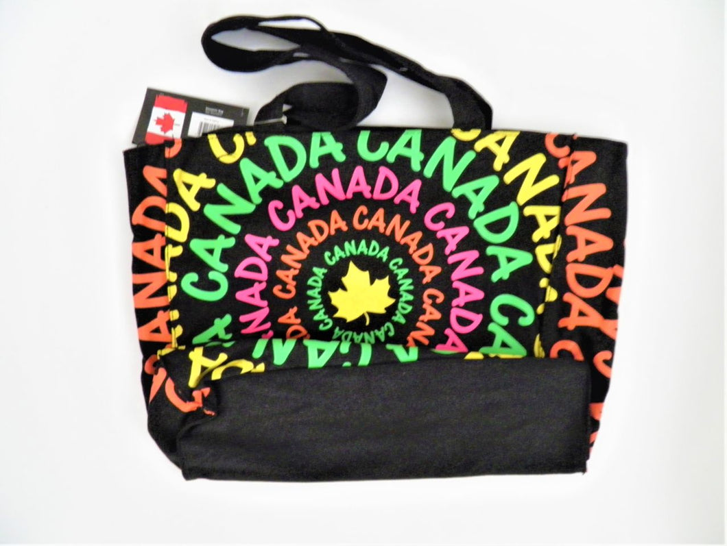 Canada Canvas Tote Bag Yellow/Green/Pink