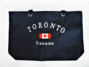 Toronto Tote Bag with Flag, Black