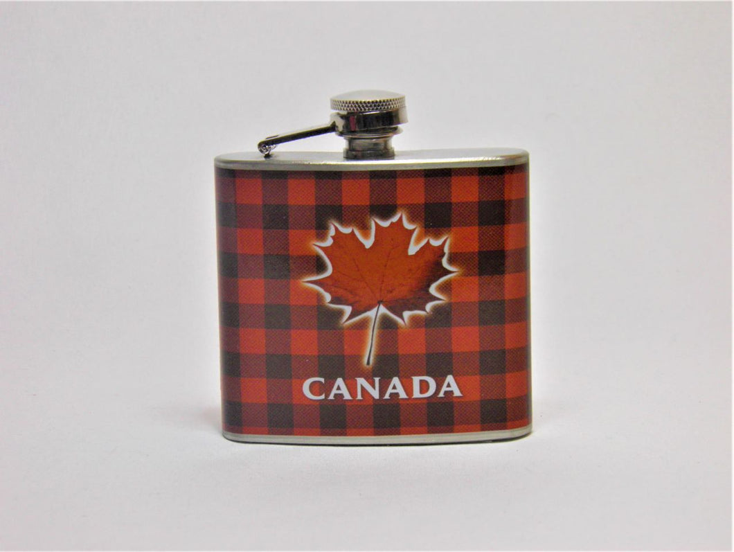 Canada Checkered Red Maple Leaf Flask