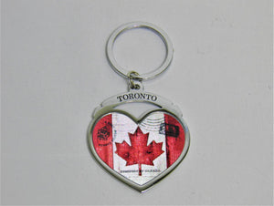 Toronto Heart shaped Red Maple Leaf Keychain