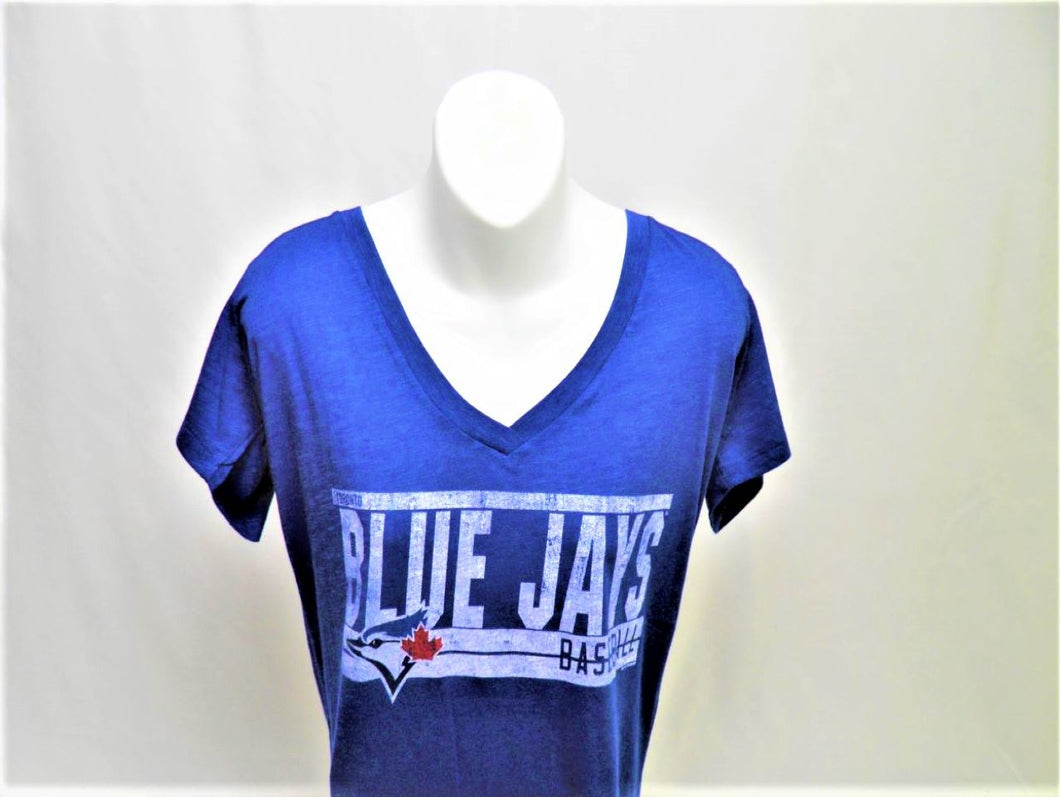 Toronto Blue Jays Ladies V-Neck Short Sleeves  Ribbed Neck